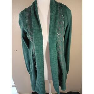 Anthropology Cardigan Sweater Green Sz S Boho Preppy